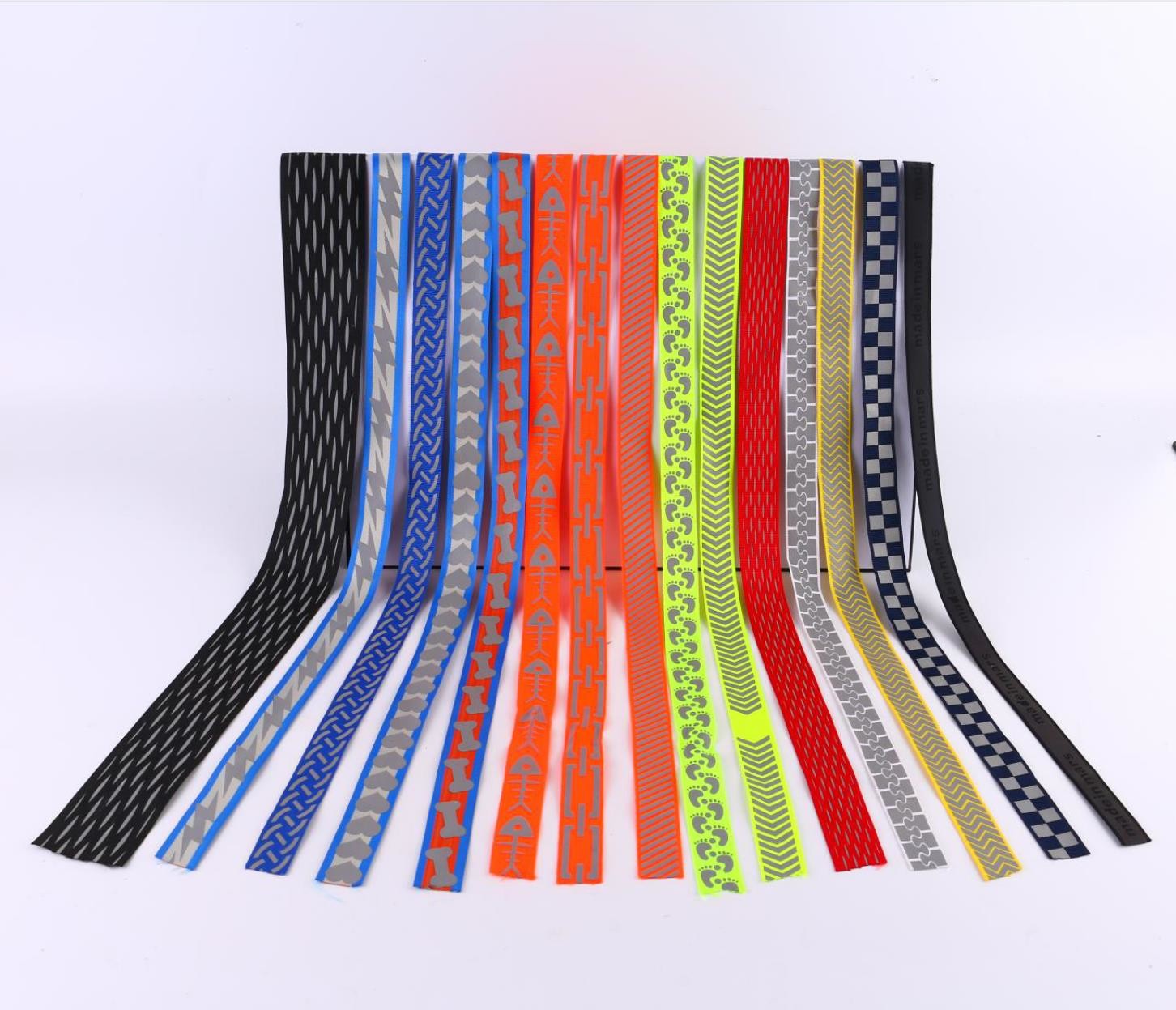 Double Sided Intercolored Reflective Silk Webbing Custom Printed Nylon Belt Webbing Strap