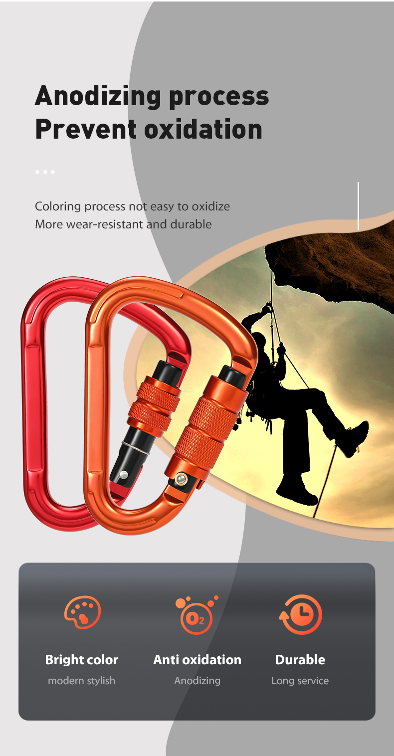 Customization Color Aviation Aluminum 7075 Carabiner Heavy Industry Climbing Accessory