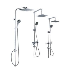  24MM Chromed Square Rain Bathroom Shower Set With Overhead Shower Head And Hand Shower Manufactures