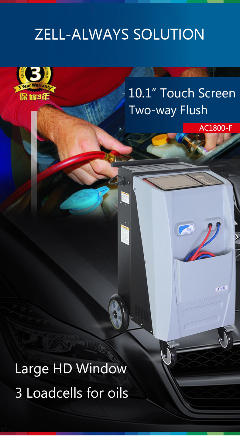 AC1800-F Refrigerant r134a Car AC Filling Machine for Flush Rechage Reclying