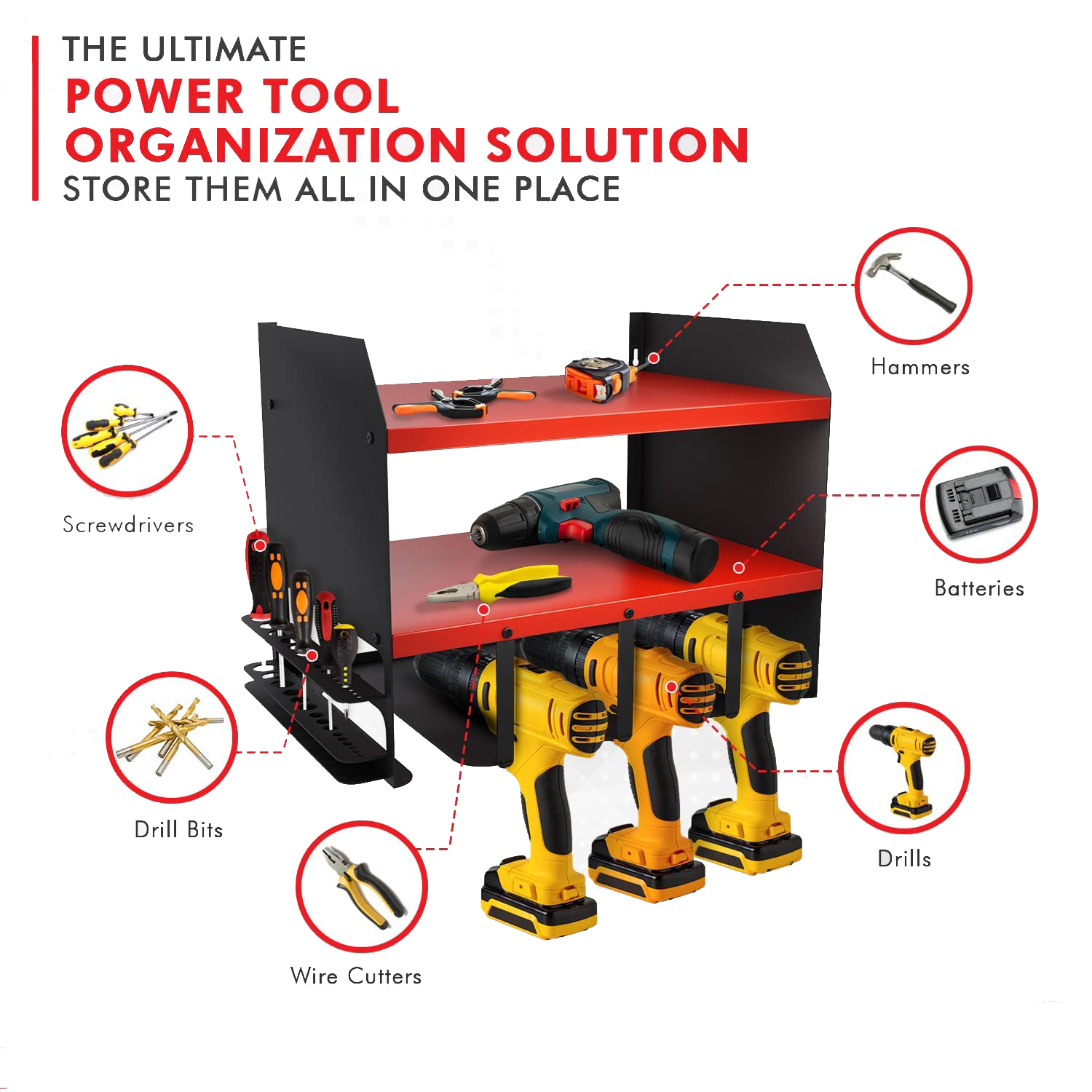 Wall Mounted Metal Drilling Power Tool Storage Racks for Maximum Space Utilization