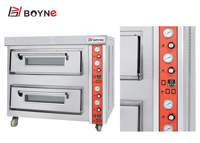 Double Layer Stainless Steel Deck Oven 220v Gas Pizza Baking Equipment