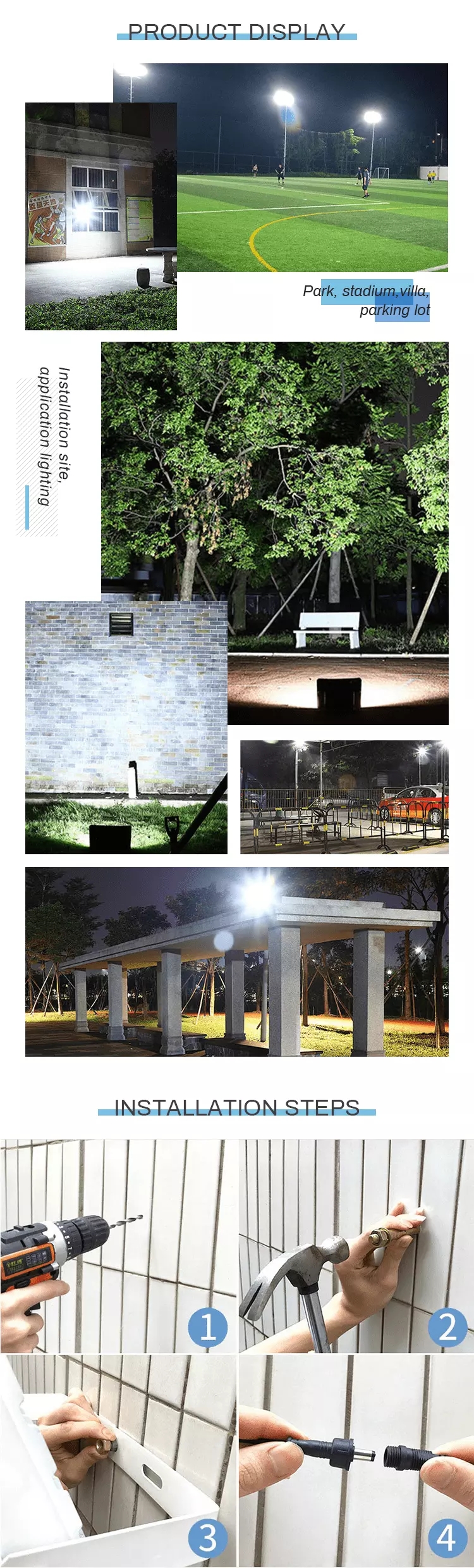 IP67 Rainproof Dimmable LED Flood Lights For Tennis Court 25w 40w 60w 100w 120w