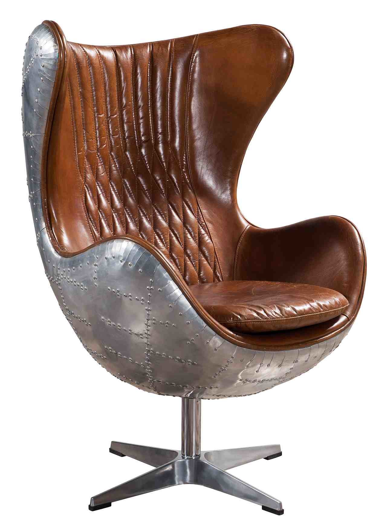 CE Swivel Union Jack Egg Chair Aviator Leather Chair Defaico Furniture