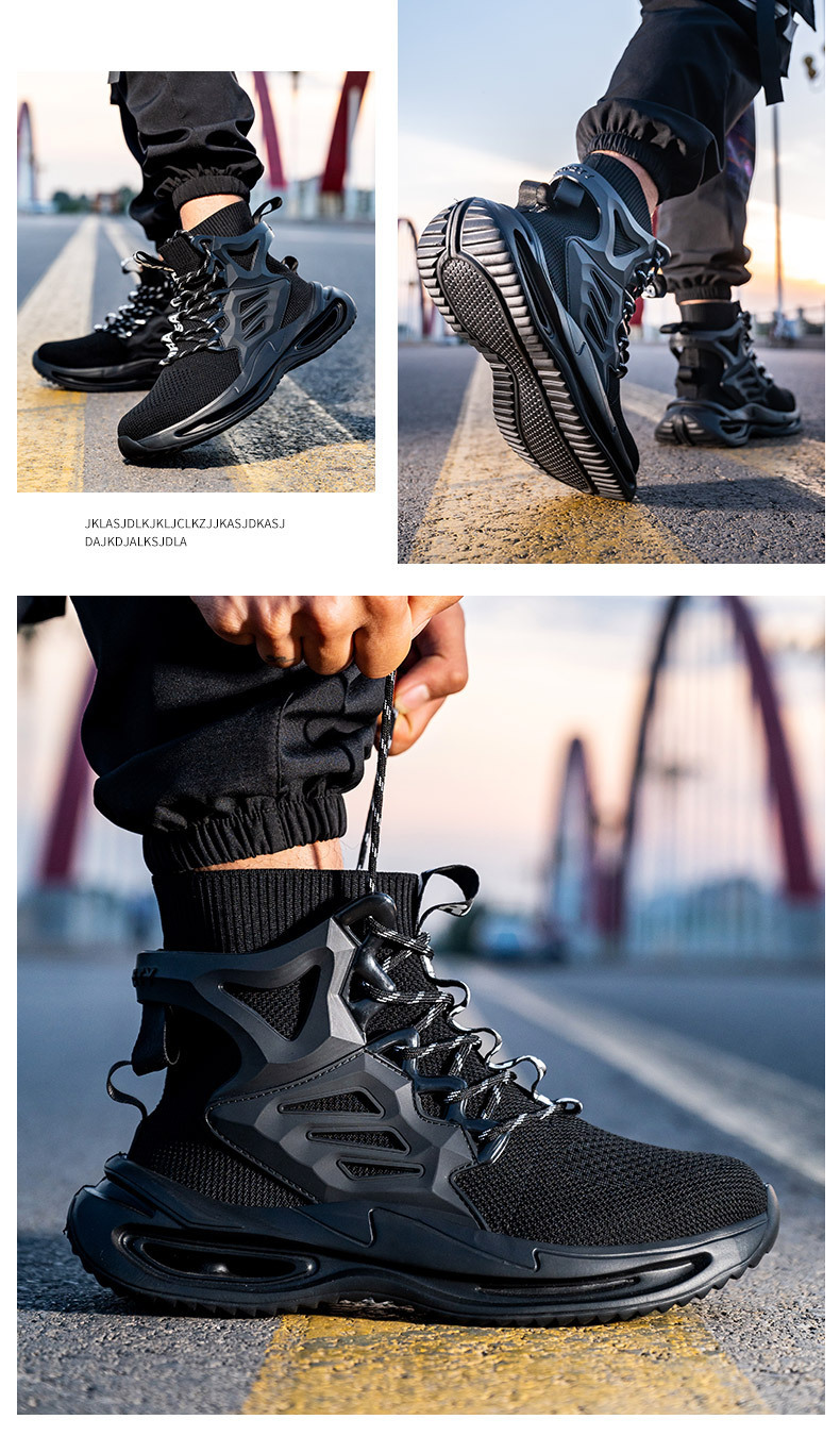 OEM Security Work Boots With Mid-cut Flying Knit Safety Boots And European Standard Steel Toe