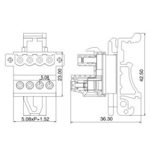 Din Rail Plug-in Terminal Block with screw fix flange Header Pin 06 poles pitch