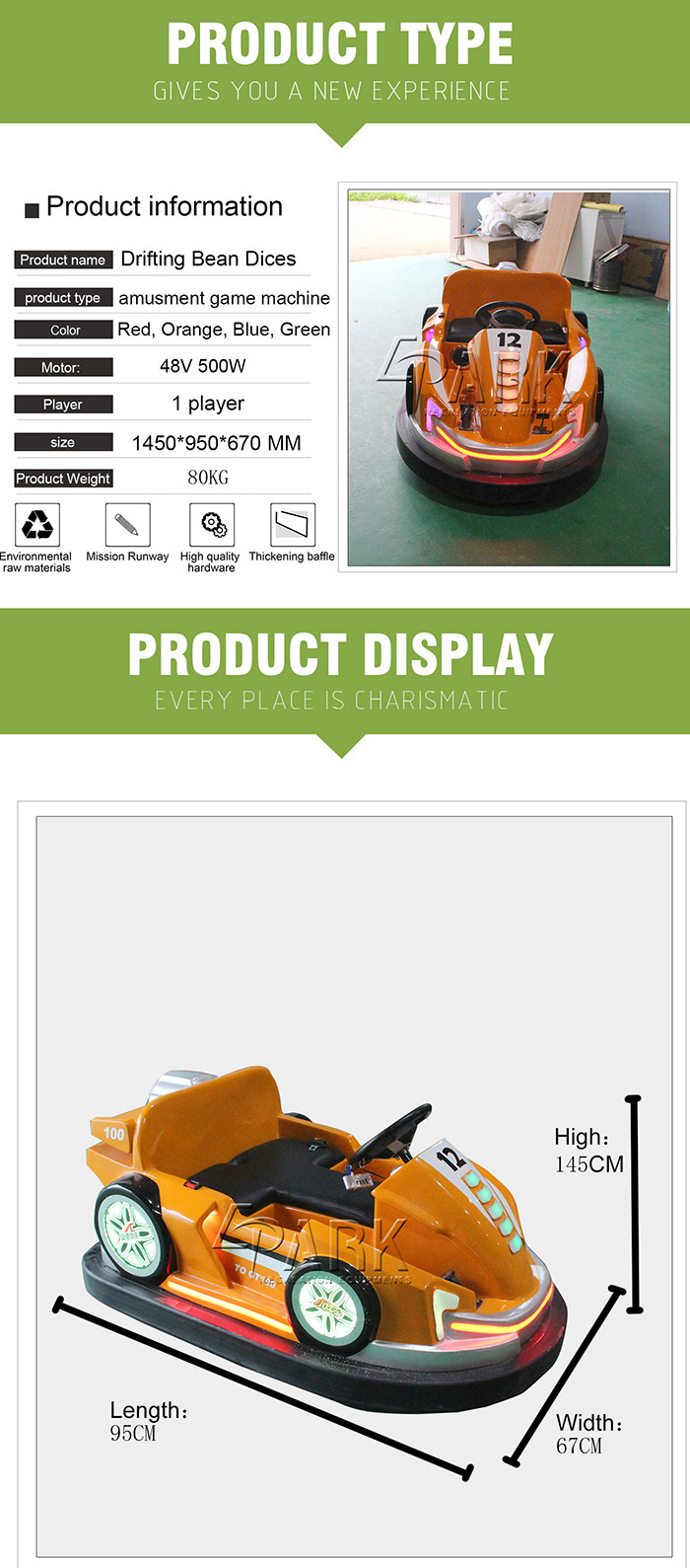 Funny 24V Battery Kids Bumper Car , Amusement Park Dodgem Cars