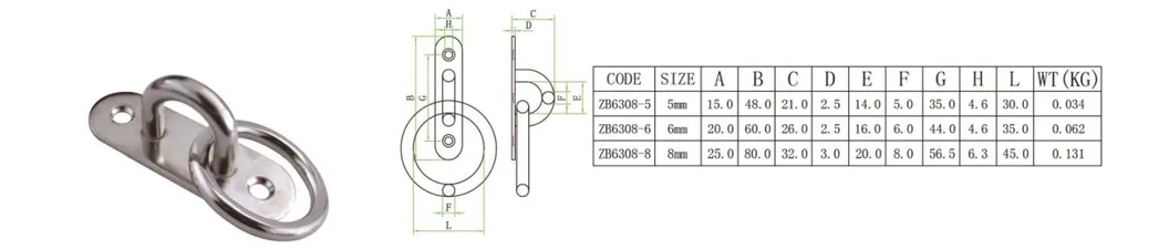 Sail Boats and Yachts Stainless Steel Round and Square Pad Eye Plate