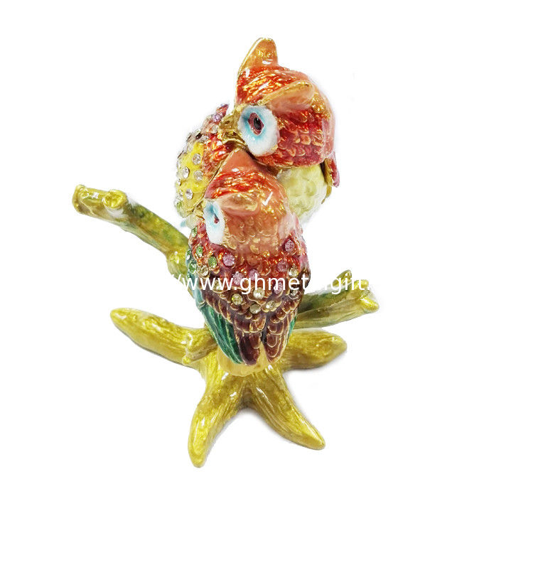 Bird owl trinket jewelry box owl jeweled animal boxes bird bejewelled boxes