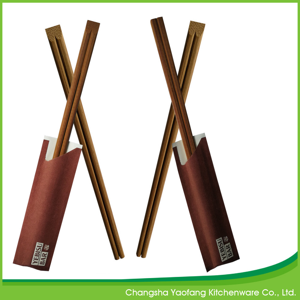 Bamboo 24cm Individually Wrapped Chopsticks Tensoge Carbonized Biodegradable