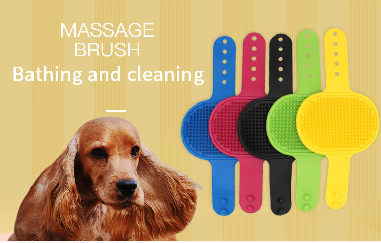 Adjustable Handle Dog Bath Brush TPR Massage Rubber Curry Comb Dog Grooming