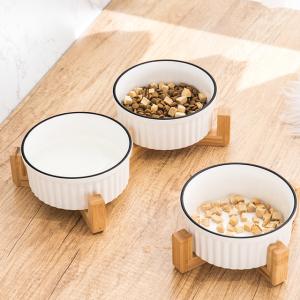Custom Ceramic Custom Pet Bowls Feeders Rounded Shape With Shelf