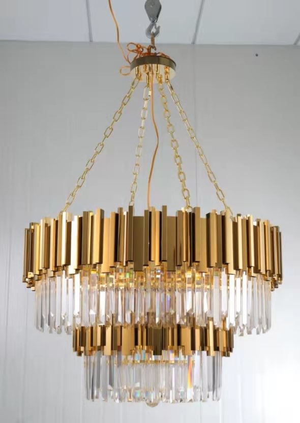 Large Crystal LED Chandelier Luxury K9 Crystal Hanging Light Living Room Pendant Lamp