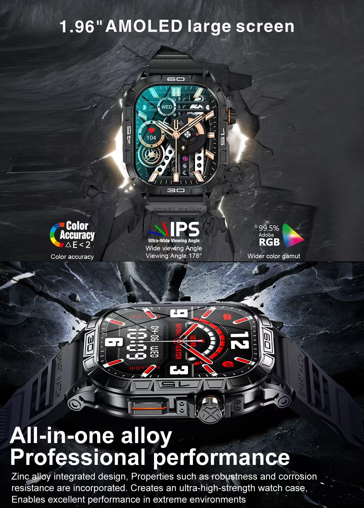 K63 Men'S Smart Watch Heart Rate Monitoring Smart Watch With AMOLED Screen BT Calling