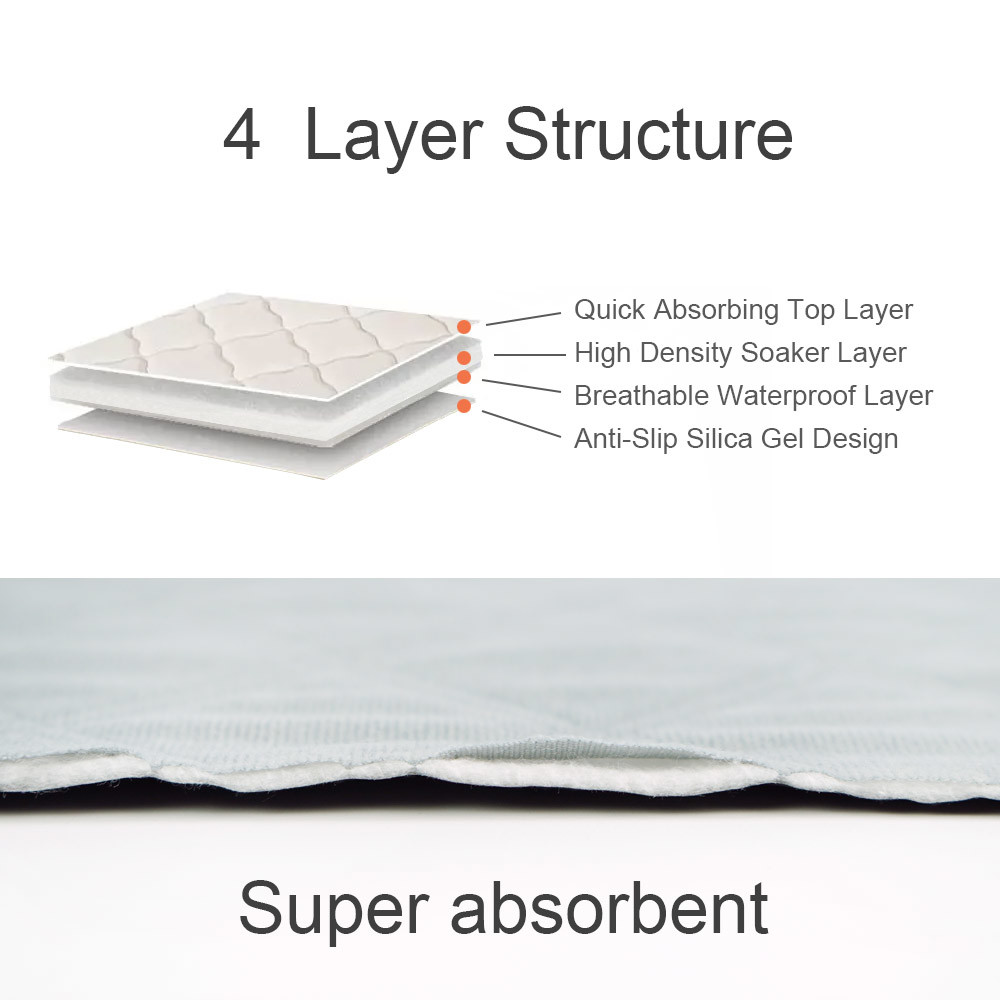 90cm 100cm 4 Layer PET Pee Pad , Water Absorbent Dog Food Mats