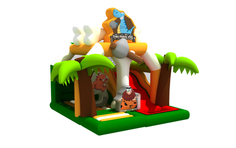 0.55mm PVC Tarpaulin Stone Age Inflatable Bouncer With Slide Combo Inflatable Jumping Castle For Kids