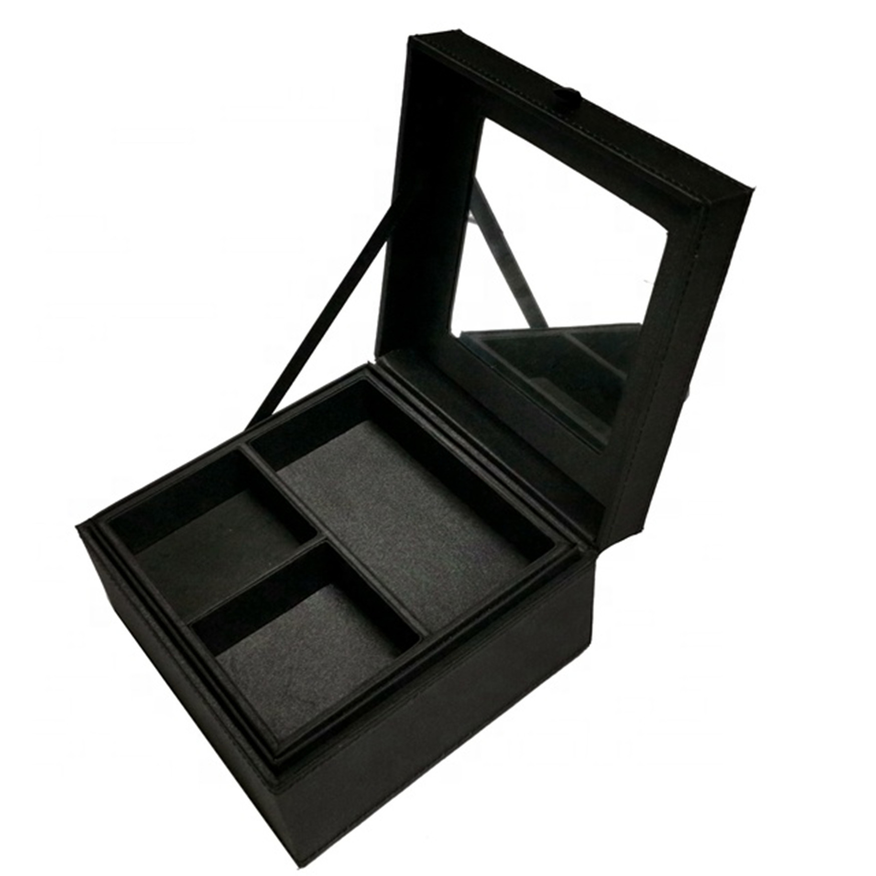 Handmade Luxury Fancy Jewelry Box With Mirror Black Color Custom Size