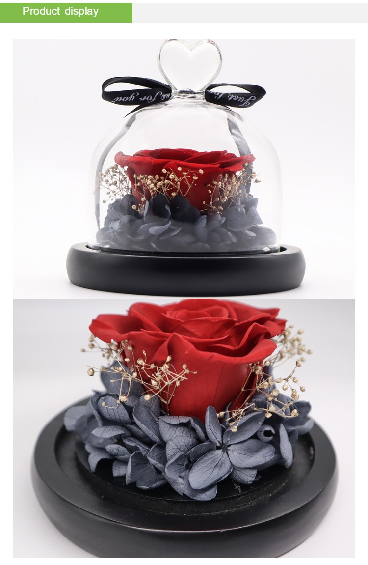 Romantic Real Eternal Roses , Glass Eternal Rose Gift Weddings Decoration
