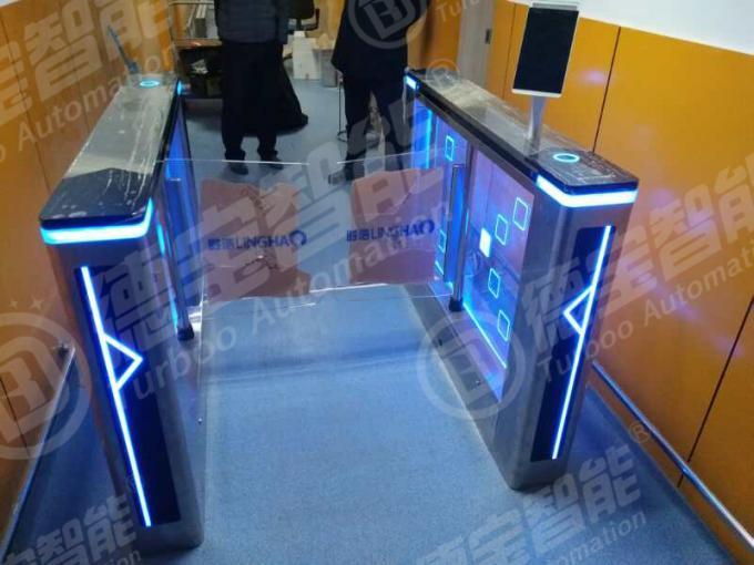 Glass Flap Waist Height Turnstile Entrance Security Control Black Artificial Marble 2