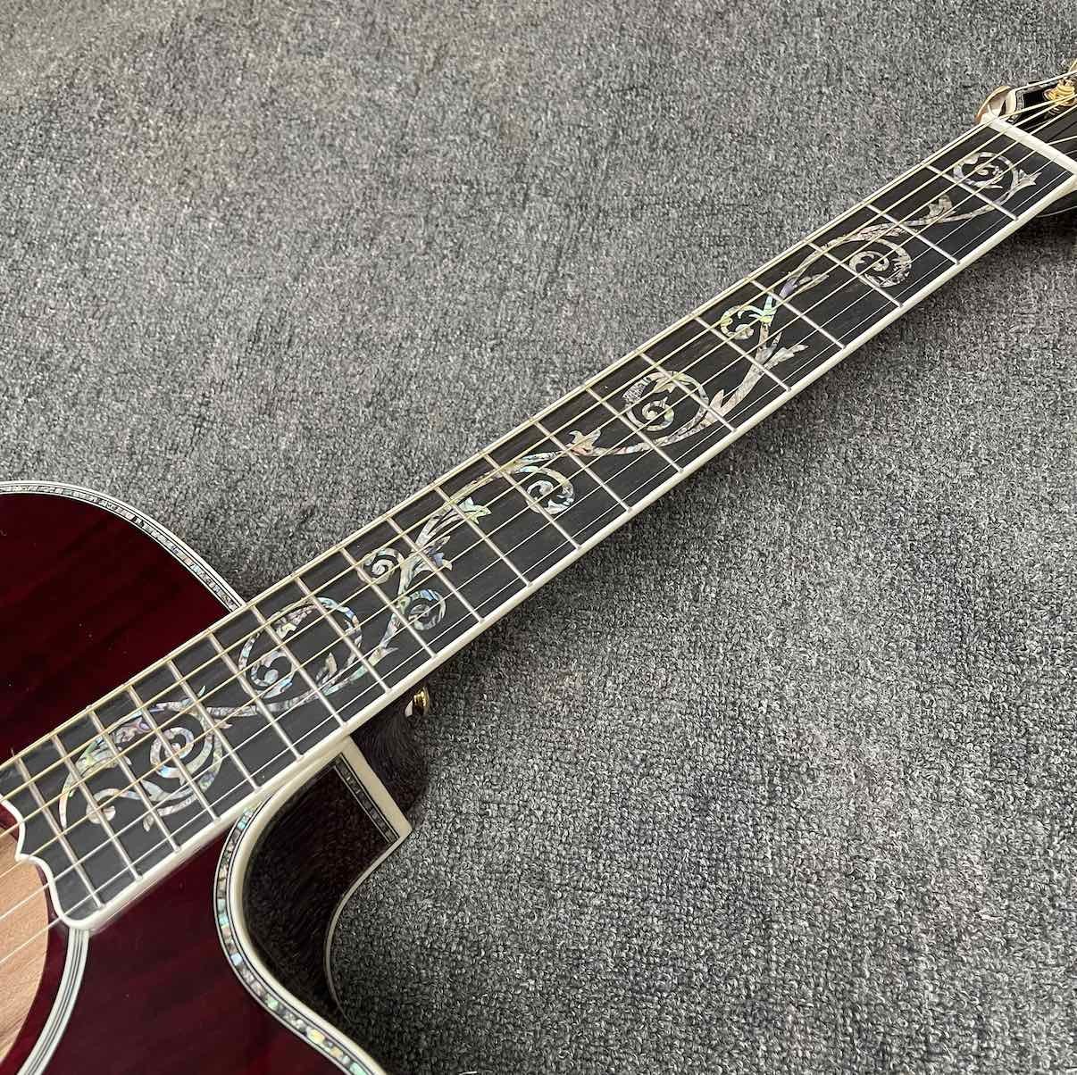 Custom 43 Inch Jumbo Gibson Style SJ200 Cutaway Solid KOA Wood Acoustic Guitar with Double S1-PRO V3 Pickup, Solid Wood Version