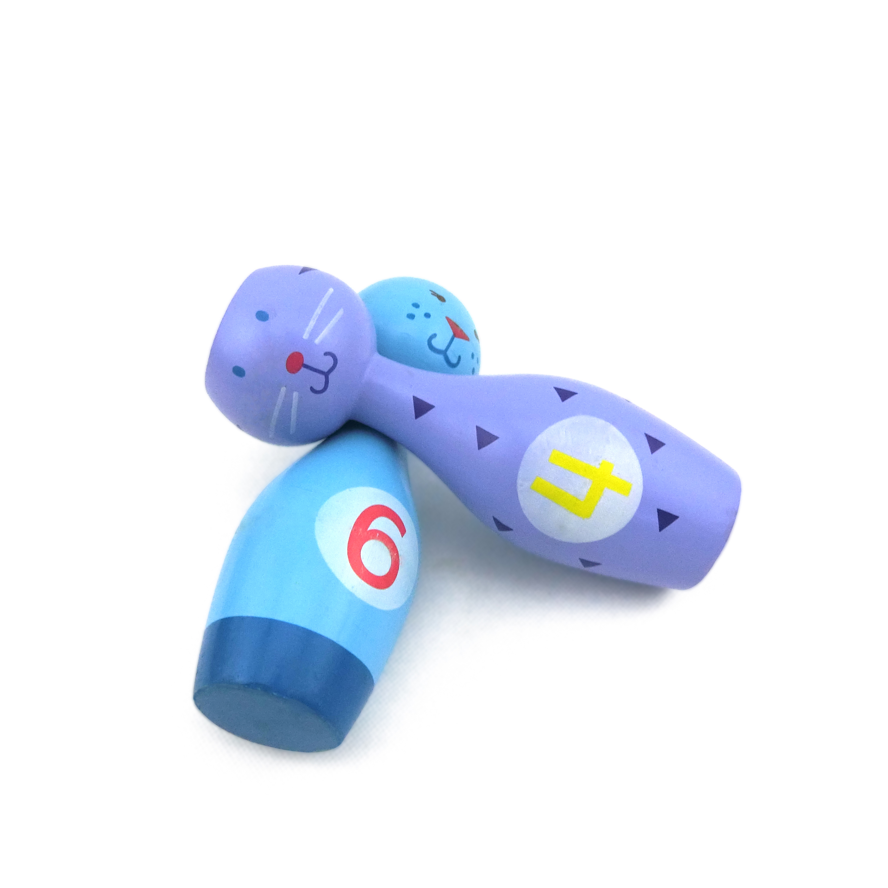 Customized cute animal wooden bowling ball toy parent-child interactive early education toy