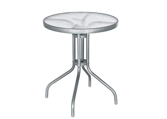 Round Steel 5mm Tempered Glass Table For Outdoor Garden 60 X 60 X 71cm