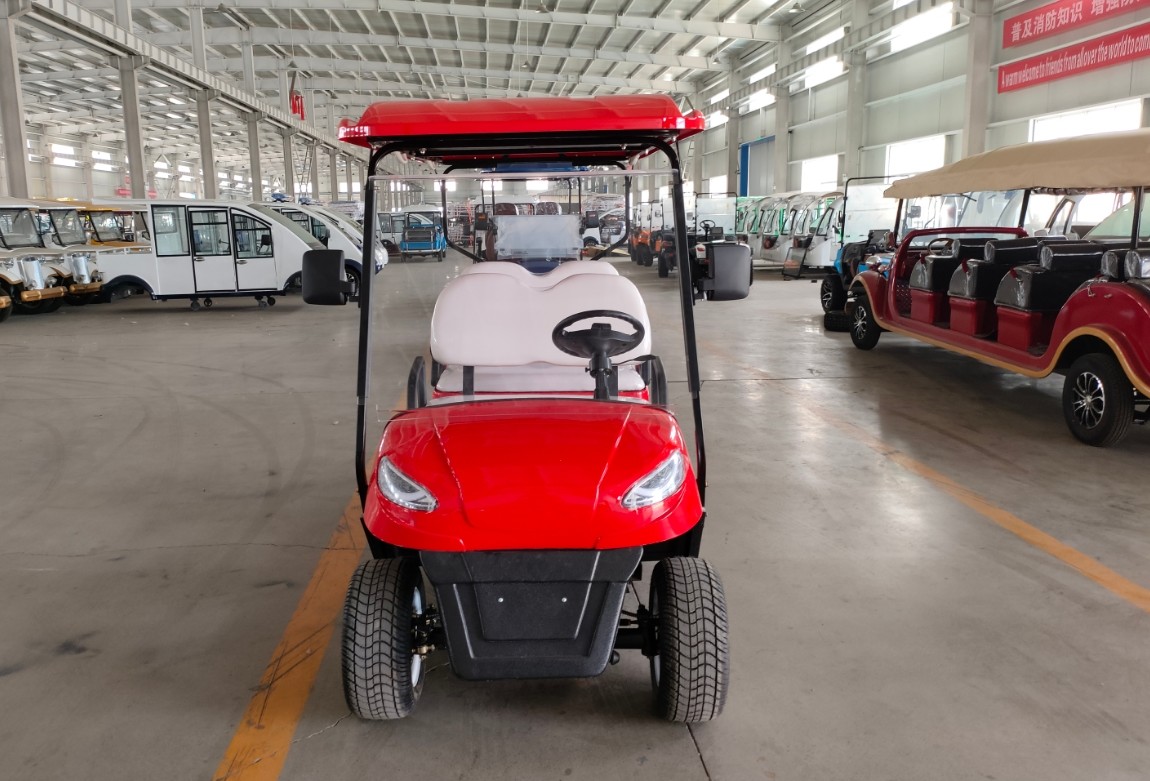 Red Color 4 Seater Golf Cart wheelbase 2420mm Ground clearance 120mm AC motor 3.5kW