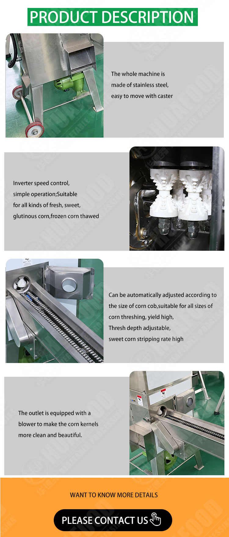 Stainless Steel Fruit Vegetable Processing Equipment Corn Sheller Machine
