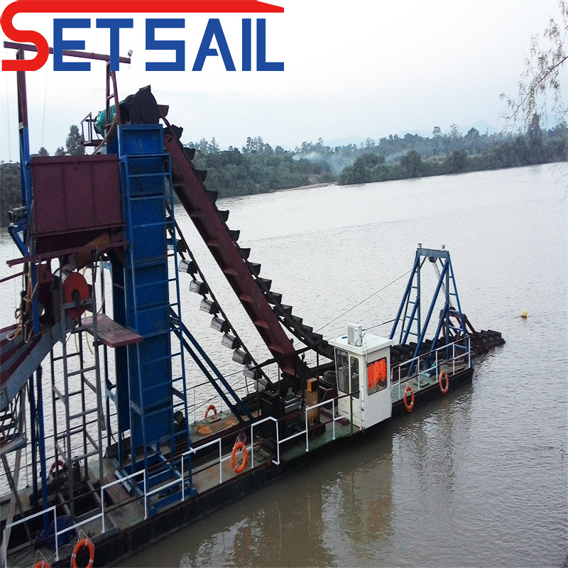 Bucket Chain River Gold and Diamond Equipment with Agitation Chute