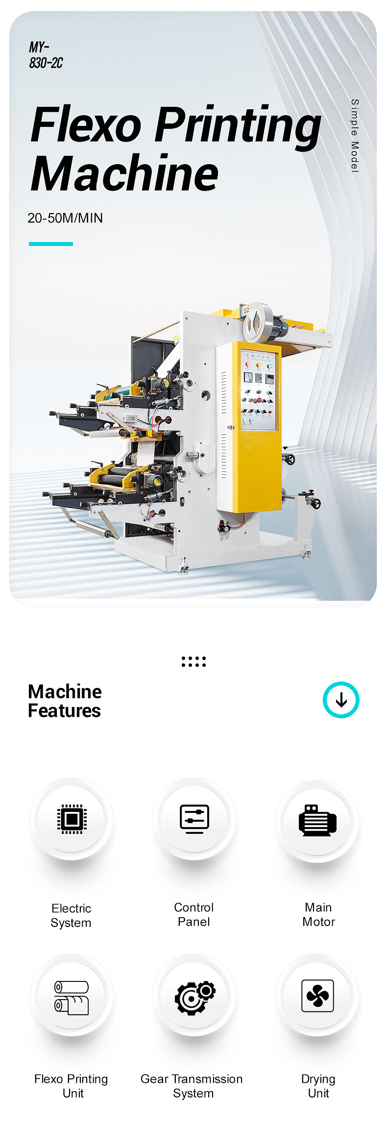 INfrared Drying Two Color Flexo Printing Machine For Roll Paper