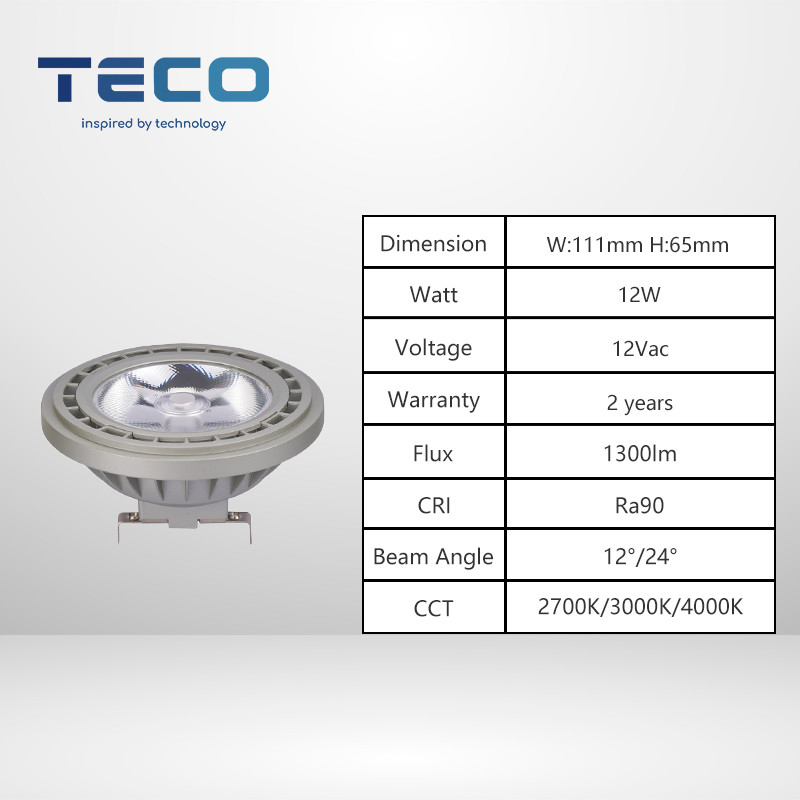 OEM AR111 Led 12v Dimmable LED Bulbs , 4000K Nature White 1300lm G53 LED Spotlight