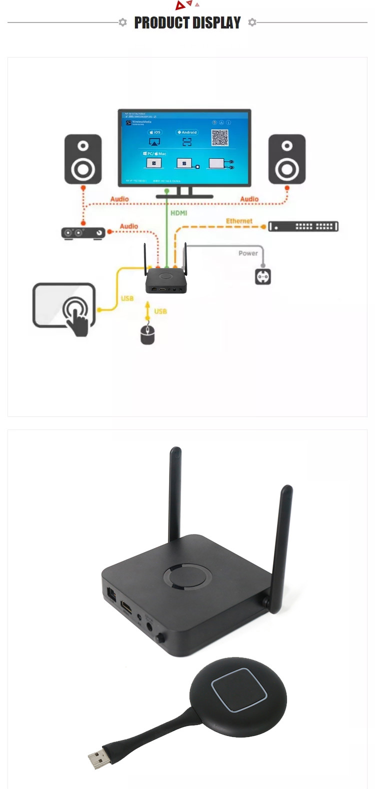 Bluetooth Hdmi Wireless Display Dongle Multiple Connection 6mm Pixels ODM