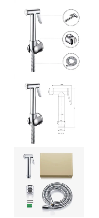 Light Grey Chrome-plated Stainless Steel Hand Bidet Sprayer For Bathroom And Women