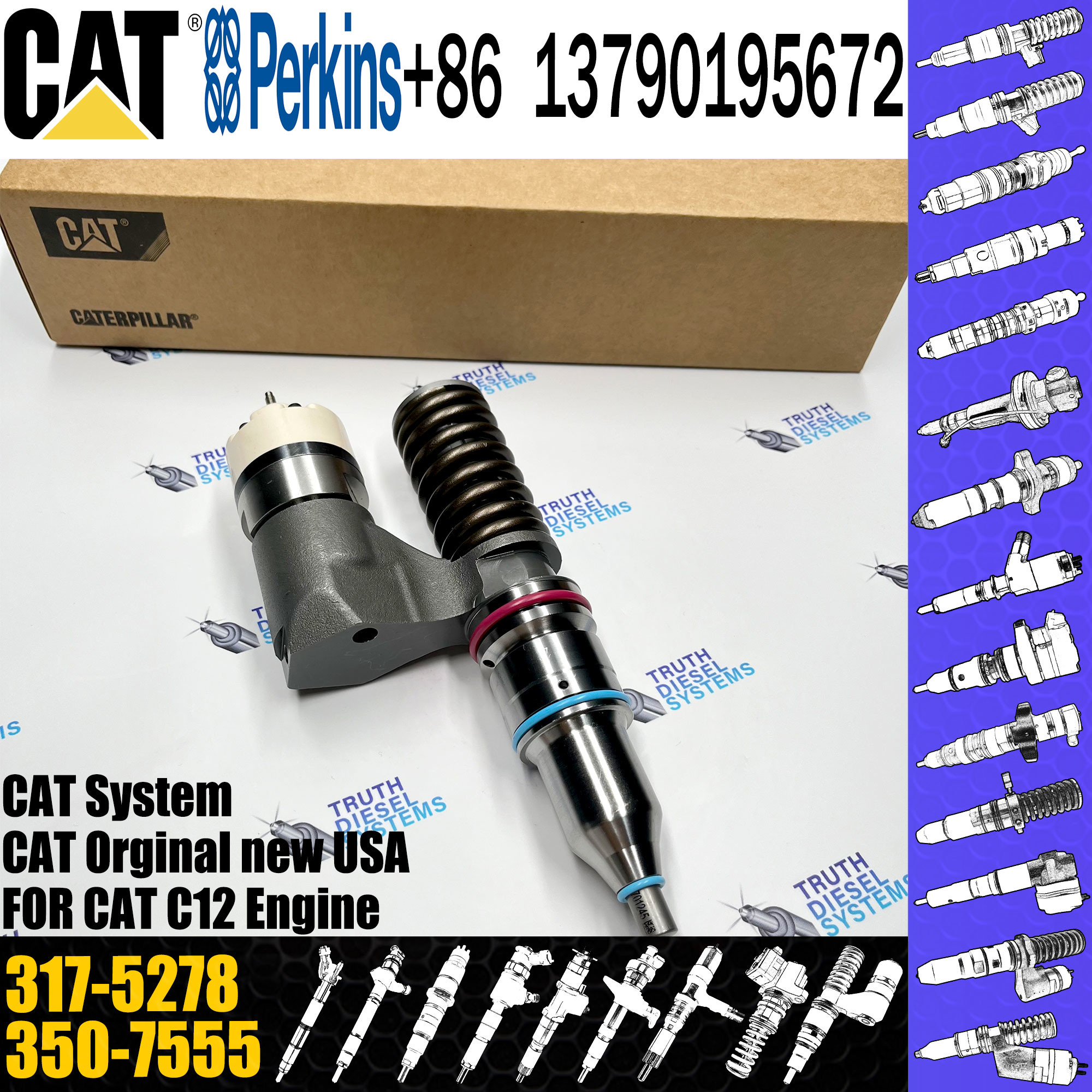 diesel fuel common rail injector 20R-0055 20R0055 3175278 317-5278 for CAT Excavator 3176 3196 C10 C12