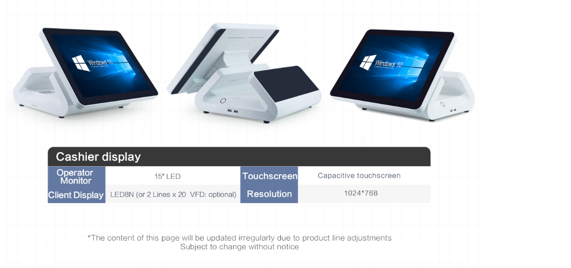 15.6'' HD Touch Screen Cash Register With VFD 220 Support Win/Andriod Free POS Software