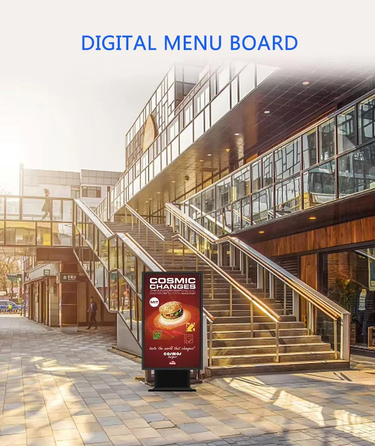 Android Vertical Dual Restaurants Menu Board LCD Screen Digital Signage Outdoor 55inch Waterproof Touch LCD Advertising Kiosk