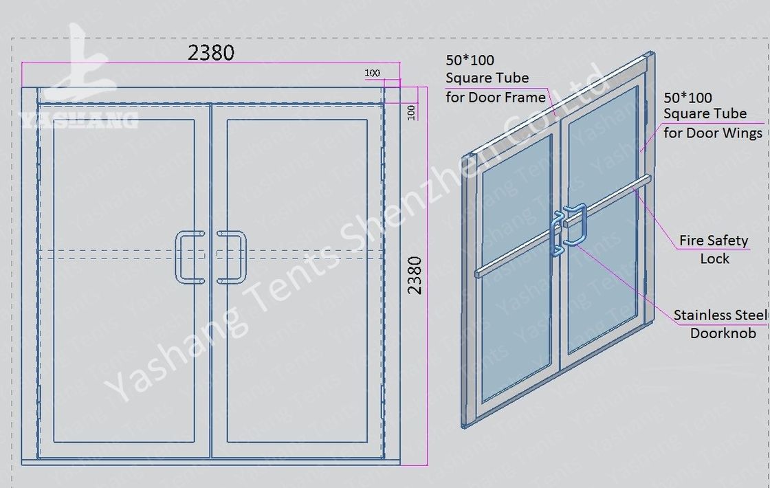Heat Resistant Tent Accessories Height Customizable Fabric Door Glass Door Roller Gate