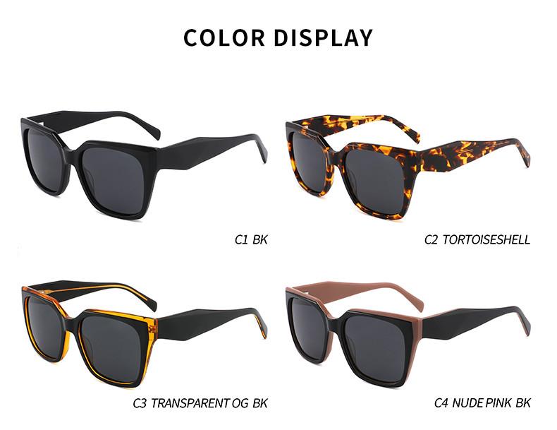 Ladies Square Acetate Sunglasses Retro UV400 Customize Logo