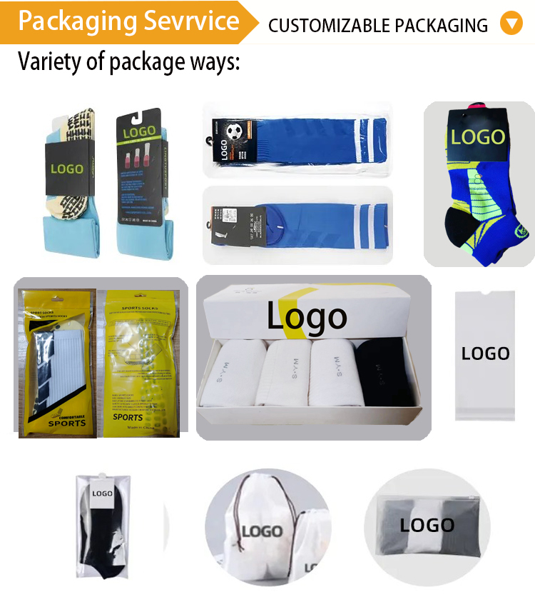 Youth Football Socks with Non-Slip Grip and Customized Logo in Woven Polyester Fibre