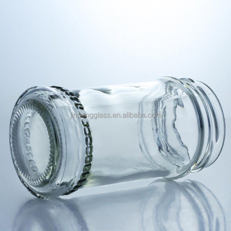 Metal Lid Honey Jam Round Food Grade Glass Jar with Custom Straight Edge Clear Glass