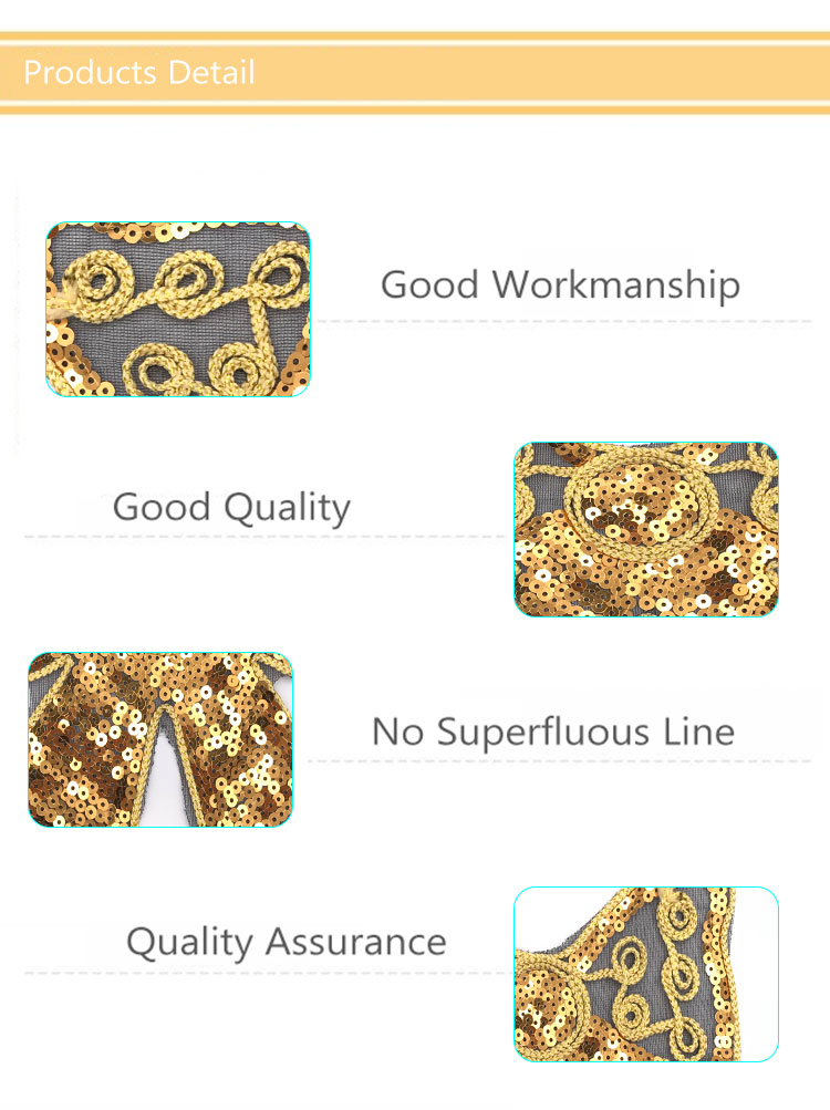 Golden Bow Rope Sequin Embroidery Patches 21*17CM Size With Merrowed Border