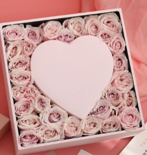 Varnishing Ready To Ship Black White Pink Red Stripe Square Small Rose Cardboard Paper Packaging Single Flower Rosen Box