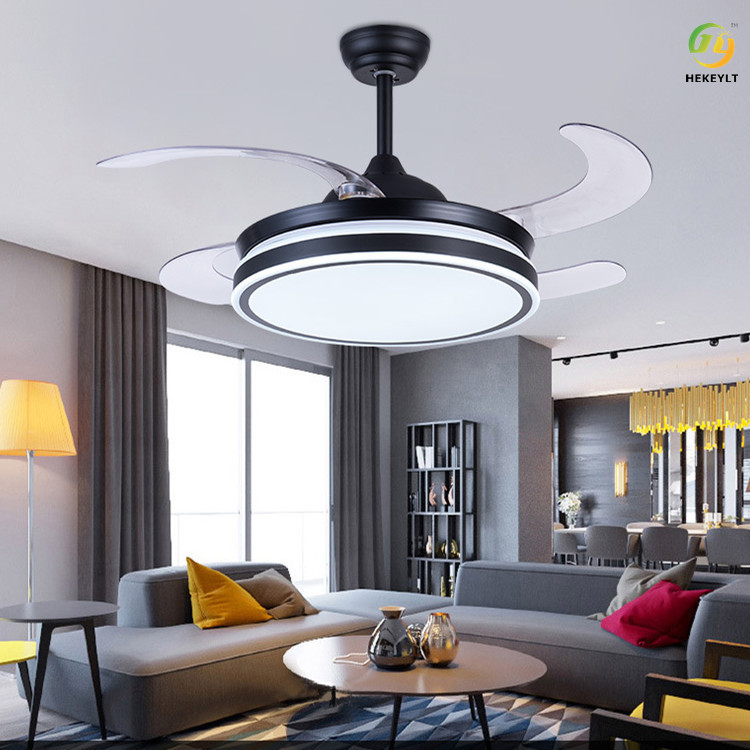 Three Color Dimming Mute Invisible Ceiling Fan Lamp Modern Minimalist 42 Inch