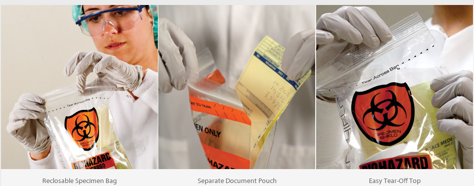 Biohazard 4 Layer Specimen Transport bag, pe glove, pe packaging, pe bags on roll, disposable PE gloves, disposable bag