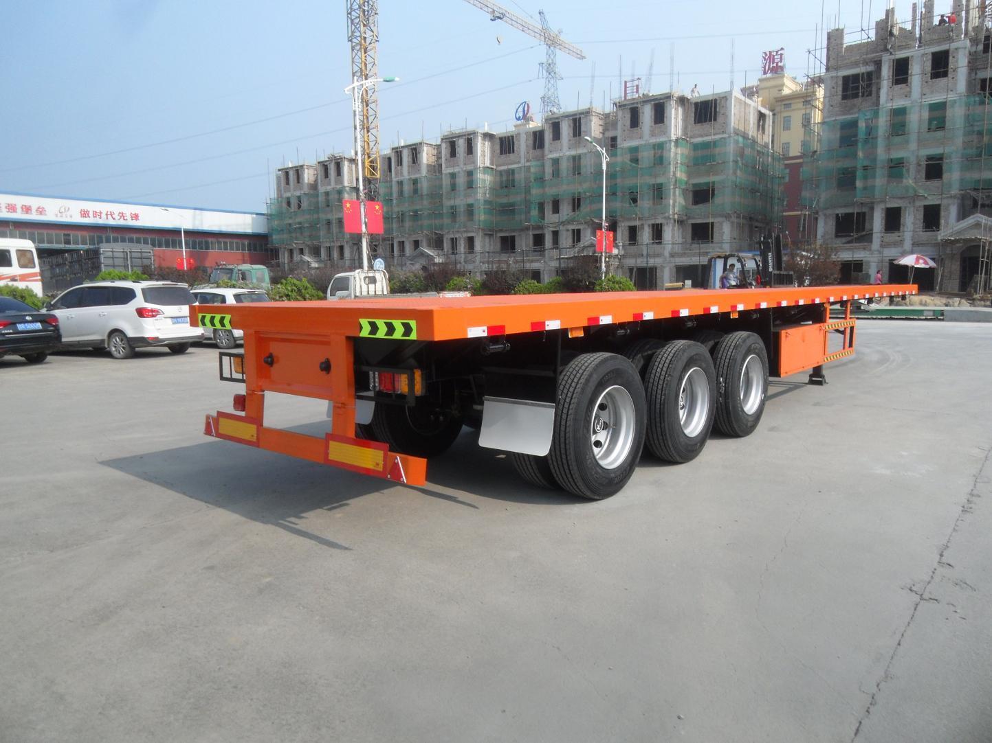 Truck Trailer 3 axles flatbed semi-trailer platform 40ft 48ft for container transport