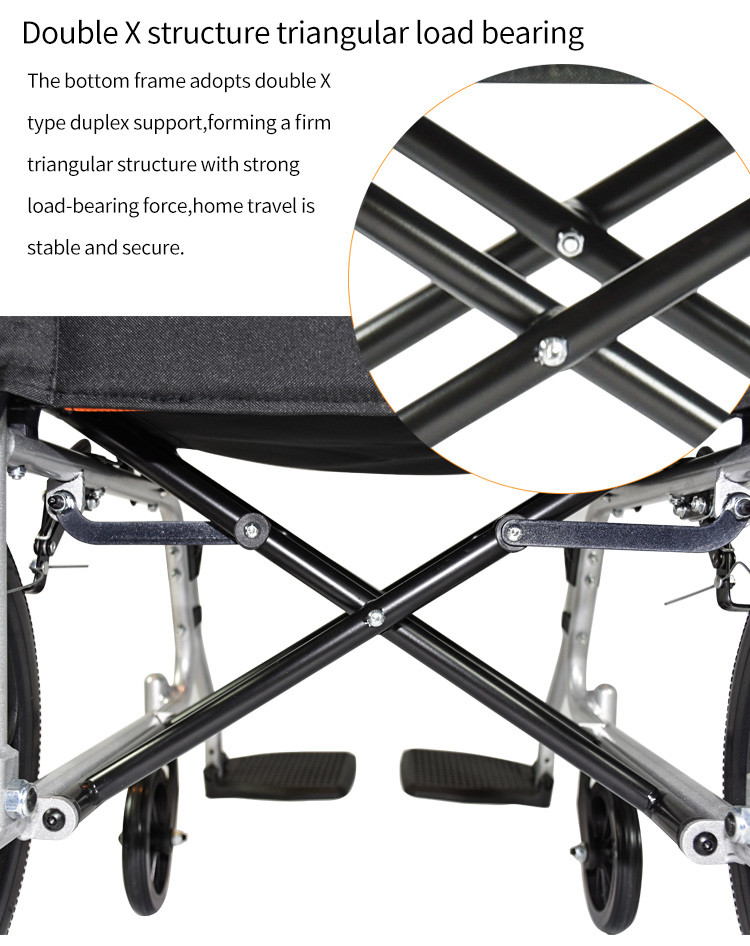 Oxford Cloth 27.56lbs 125KG Lightweight Manual Wheelchair