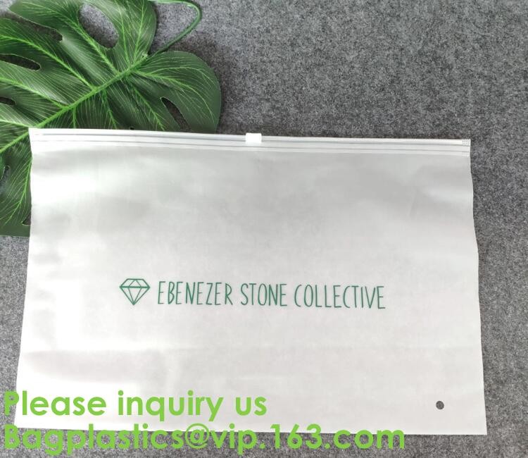 Transparent PVC Biodegradable Custom Frosted Slider Zipper Pouch For Bikini Swimwear Clothing Plastic Packaging Zip lockk