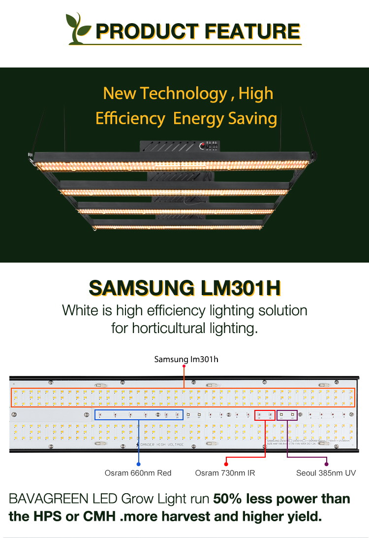ETL Bava Full Spectrum LED Bar Far Red 800W Samsung LED Grow Light Bar