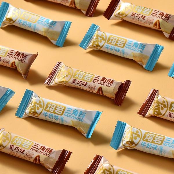 Triangle Chocolate Milk Rice Cake Video: Crispy Filled Delights, Individually