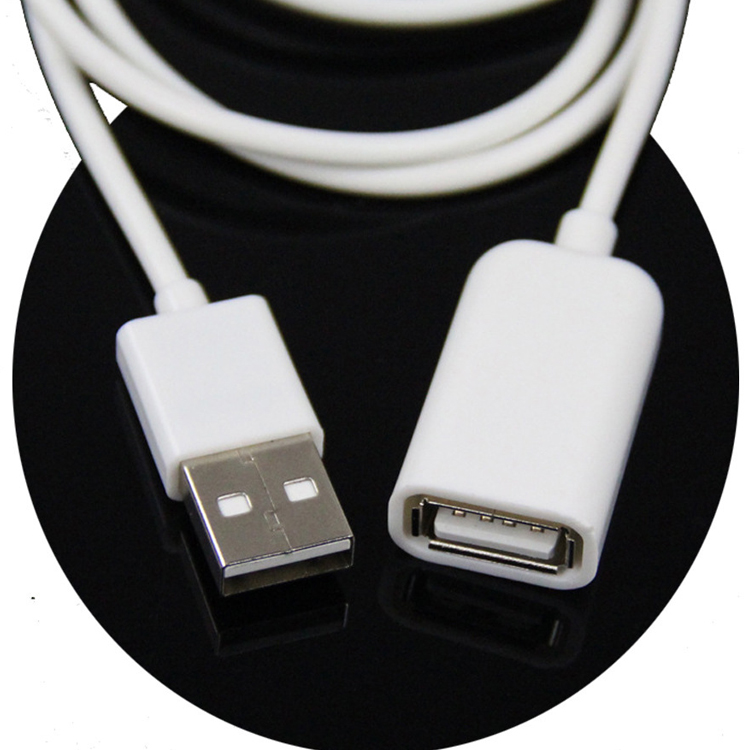High Quality 1M White Male to Female USB 2.0 Type A Extension Data Charger Cable for Computer Furniture Bags